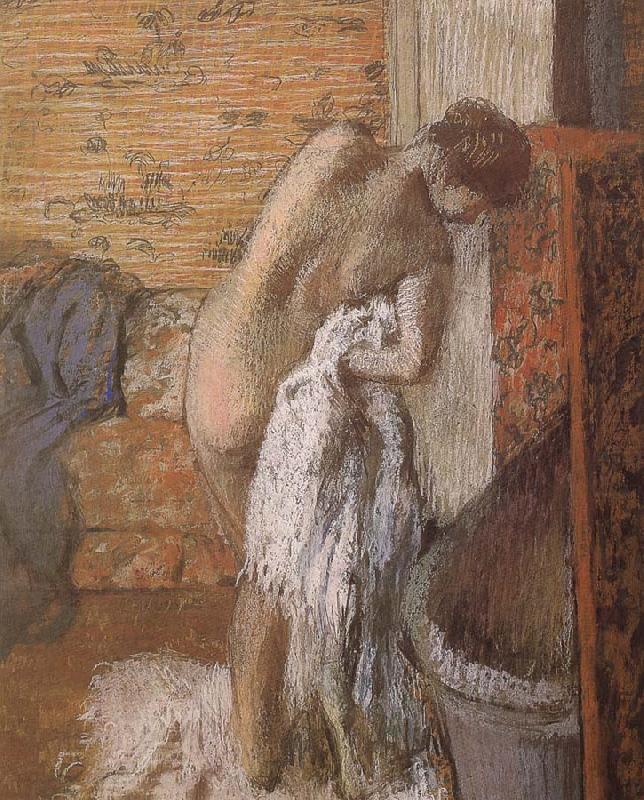 woman towel off her body after  bath, Edgar Degas